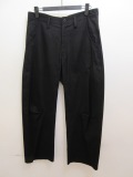 Y's YOHJI YAMAMOTO (ワイズ　ヨウジヤマモト) 綿ツイルマチ入り太パンツ:ブラック