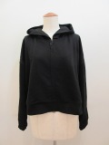 Y's YOHJI YAMAMOTO (ワイズ　ヨウジヤマモト) ハイゲージ裏毛ショート丈パーカー：ブラック