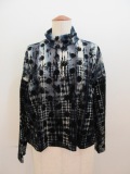 Y's YOHJI YAMAMOTO (ワイズ　ヨウジヤマモト) チュール千鳥水玉フロッキープリントハイネック長袖Tシャツ:ブラック