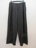 Y's YOHJI YAMAMOTO (ワイズ　ヨウジヤマモト) 8ozルーズデニム配色ST製品洗いワイドパンツ：ブラック