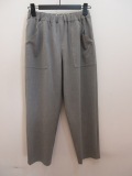 KEI Hayama PLUS(ケイハヤマプリュス) 先染めポリエステルレーヨン2WAYウエストゴム クロプドパンツ：グレー