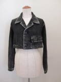Y's YOHJI YAMAMOTO (ワイズ　ヨウジヤマモト) 8ozデニム製品ケミカルウオッシュ加工ショートブルゾン：ブラック