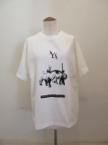 Y's YOHJI YAMAMOTO (ワイズ　ヨウジヤマモト) コットン天竺Y’sアニマル顔料プリントトラグラフィック半袖Tシャツ：ブラック