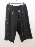 Y's YOHJI YAMAMOTO (ワイズ　ヨウジヤマモト) ブロードドット厚盛顔料プリント製品洗い七分丈ヒモパンツ：ブラック