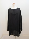 Y's YOHJI YAMAMOTO (ワイズ　ヨウジヤマモト)  セルロースローンヘンリーネックプルオーバーブラウス:ブラック