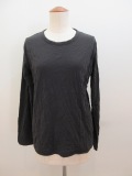 Y's YOHJI YAMAMOTO (ワイズ　ヨウジヤマモト) ポリエステルソロ天竺シワY’sステッチ長袖Tシャツ：チャコール