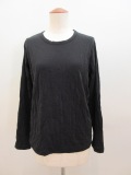 Y's YOHJI YAMAMOTO (ワイズ　ヨウジヤマモト) ポリエステルソロ天竺シワY’sステッチ長袖Tシャツ:ブラック