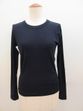 Y's YOHJI YAMAMOTO (ワイズ　ヨウジヤマモト) 強撚ガーゼフライス丸首長袖Tシャツ:ネイビー