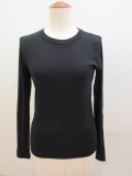 Y's YOHJI YAMAMOTO (ワイズ　ヨウジヤマモト) 強撚ガーゼフライス丸首長袖Tシャツ:ブラック