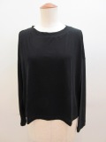 Y's YOHJI YAMAMOTO (ワイズ　ヨウジヤマモト) コットン強撚天竺ショート丈丸首Tシャツ:ブラック