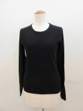 Y's YOHJI YAMAMOTO (ワイズ　ヨウジヤマモト) コットン強撚天竺定番丸首長袖Tシャツ:ブラック