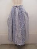 KEI Hayama PLUS(ケイハヤマプリュス) ストライプサークル刺繍ウエストゴム ギャザースカート ：ブルー