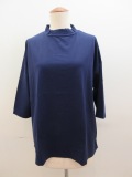 KEI Hayama PLUS(ケイハヤマプリュス) スーピマ天竺台襟六分袖Tシャツ:ネイビー