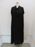 Y's YOHJI YAMAMOTO (ワイズ　ヨウジヤマモト)レーヨンキャンブリックフレンチスリーブシャツドレス：ブラック