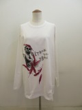 Y's YOHJI YAMAMOTO (ワイズ　ヨウジヤマモト) コットン天竺天使顔料プリント長袖Tシャツ：オフホワイト
