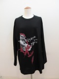 Y's YOHJI YAMAMOTO (ワイズ　ヨウジヤマモト) コットン天竺天使顔料プリント長袖Tシャツ:ブラック
