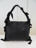 Y's YOHJI YAMAMOTO (ワイズ　ヨウジヤマモト) オイルバタレザー編み編みトートバッグ：ブラック