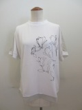 KEI Hayama PLUS(ケイハヤマプリュス) スーピマ天竺モクレンプリント半袖Tシャツ：ホワイト