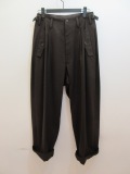Y's YOHJI YAMAMOTO (ワイズ　ヨウジヤマモト) カベ撚りコットンツイル2タックワイドパンツ：ブラウン