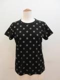 Y's YOHJI YAMAMOTO (ワイズ　ヨウジヤマモト) 強撚水玉プリント天竺Y’sステッチ半袖Tシャツ:ブラック