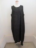 Y's YOHJI YAMAMOTO (ワイズ　ヨウジヤマモト) 無地とチェクの二枚重ねノースリーブドレス：ホワイト