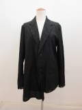 Y's YOHJI YAMAMOTO (ワイズ　ヨウジヤマモト) 無地とチェックの二枚重ね2釦アシンメトリジャケット：ブラック