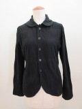 Y's YOHJI YAMAMOTO (ワイズ　ヨウジヤマモト) コットンブロックタックジャガード襟付き5釦カーディガン:ブラック