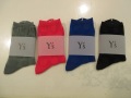 Y's YOHJI YAMAMOTO (ワイズ　ヨウジヤマモト) 透けドットジャガードソックス：左からグレー／ピンク／ブルー／ブラック