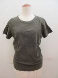 Y's YOHJI YAMAMOTO (ワイズ　ヨウジヤマモト) ブロックタックジャガード織り丸首半袖Tシャツ:カーキ