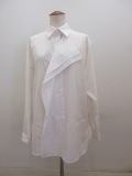 Y's YOHJI YAMAMOTO (ワイズ　ヨウジヤマモト) 100/2ブロード左前フラシ長袖ブラウス：ホワイト