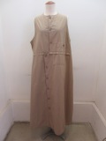 Y's YOHJI YAMAMOTO (ワイズ　ヨウジヤマモト) コットンダンプ製品シリコン洗いヨコ切り替ドレス：ベージュ