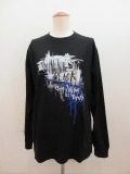 Y's YOHJI YAMAMOTO (ワイズ　ヨウジヤマモト) 6.5oz天竺チェックメッセージ顔料プリントTシャツ：ブラック