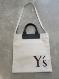 Y's YOHJI YAMAMOTO (ワイズ　ヨウジヤマモト) コットンキャンバスY’sプリントバッグ：ホワイト