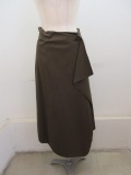 Y's YOHJI YAMAMOTO (ワイズ　ヨウジヤマモト) コットンツイル製品柔軟洗いラップスカート：カーキ