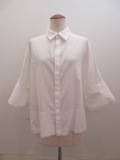 Y's YOHJI YAMAMOTO (ワイズ　ヨウジヤマモト) コットン薄ツイル製品柔軟洗いワイドカフスシャツ：ホワイト