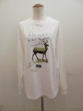Y's YOHJI YAMAMOTO (ワイズ　ヨウジヤマモト) コットン天竺アニマルメッセージ顔料プリントTシャツ：ホワイト