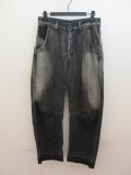 Y's YOHJI YAMAMOTO (ワイズ　ヨウジヤマモト) スポテッドデニムマチ入り太パンツ:ブラック