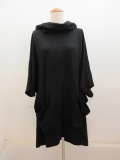 Y's YOHJI YAMAMOTO (ワイズ　ヨウジヤマモト) コットン天竺2ポケットフードチュニックワンピース：ブラック