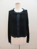 Y's YOHJI YAMAMOTO (ワイズ　ヨウジヤマモト)7G天竺裏目プレーティングニットカーディガン:ブルー