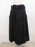 Y's YOHJI YAMAMOTO (ワイズ　ヨウジヤマモト) W/NY綾フラノWベルトスカート:ブラック