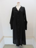 Y's YOHJI YAMAMOTO (ワイズ　ヨウジヤマモト) 綿ローンノーカラーAラインドレス：ブラック
