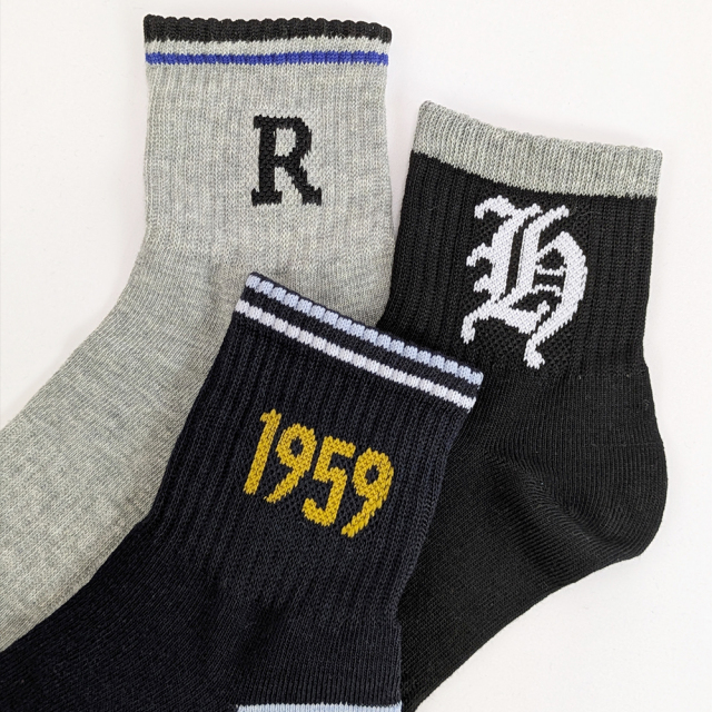 ソックスセット（黒・グレー） 超口ゴムゆったり デオドラント 平織 ショート丈 ソックス (B＆T