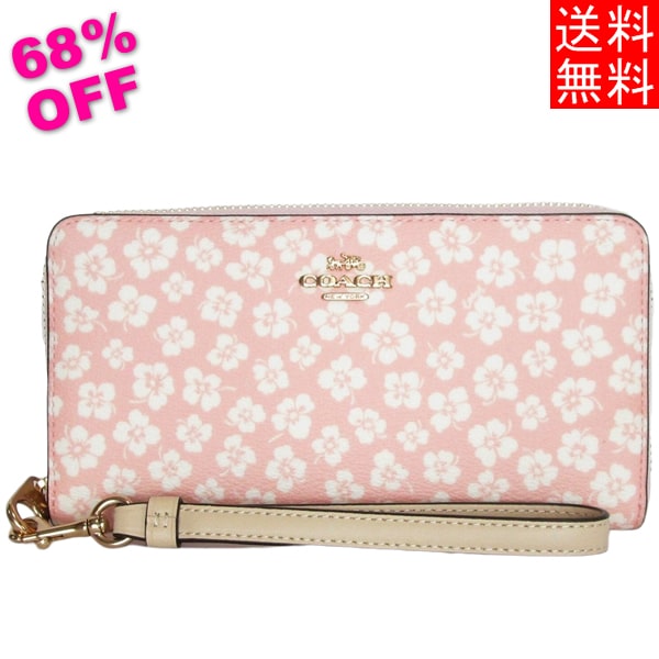 【COACH】コーチ 財布 アウトレット C9914 IMPMC グラフィック デイジー フローラル プリント ラウンドファスナー長財布 花柄 ピンク