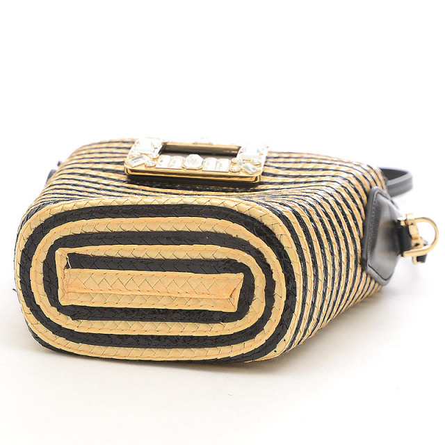 新品未使用　ロジェヴィヴィエ　ストラスバックルバケットバッグ　ラフィア Roger Vivier ロジェヴィヴィエ ヴィヴ スケート ストラス