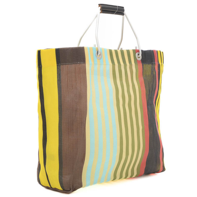 MARNI マルニ フラワーカフェ ストライプ トートバッグ メッシュ