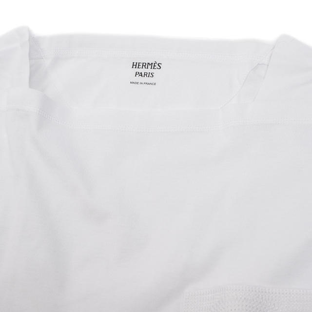 HERMES エルメス 刺繍ポケット Tシャツ チュニック ホワイト 34
