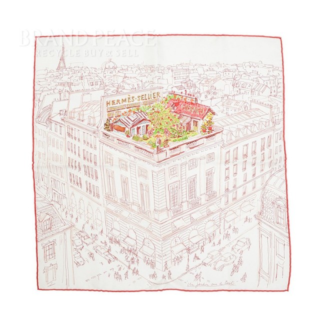 ガヴロッシュ 《屋根の上の庭》45センチ シルクスカーフ (HERMES