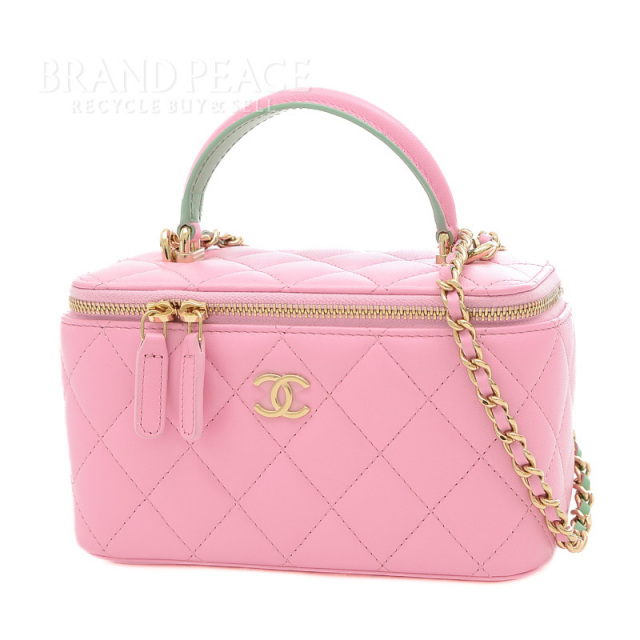 シャネル マトラッセ チェーンショルダー バニティ バッグ ラムスキン  