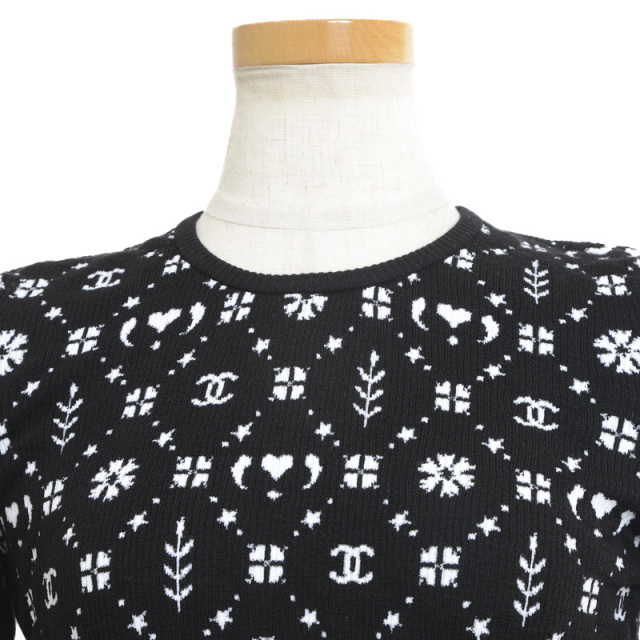CHANEL シャネル ココネージュ 半袖ニット ブラック 38サイズ P62572  