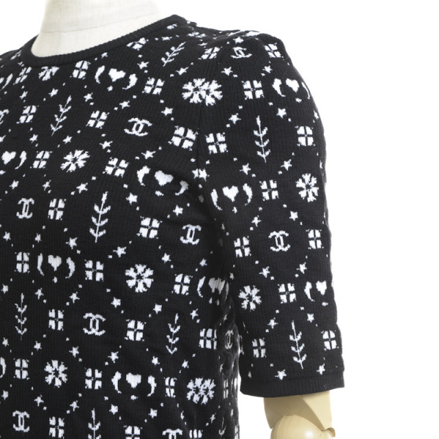 CHANEL シャネル ココネージュ 半袖ニット ブラック 38サイズ P62572  